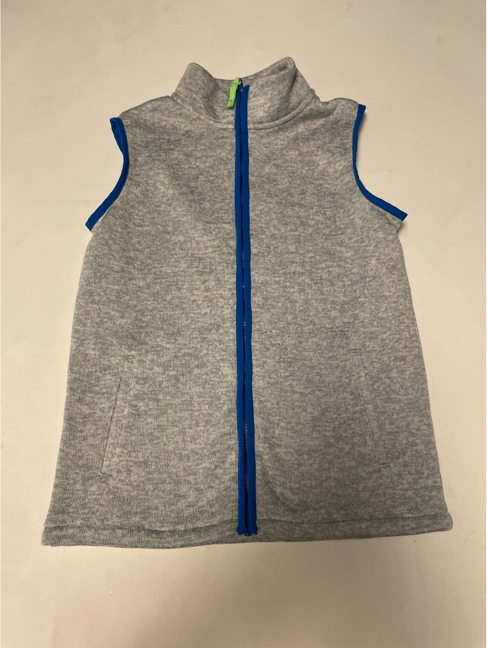 Lands' End Women's Large Gray Fleece Vest with Blue Trim